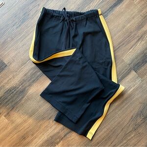 Black Track Pants with Yellow Stripes